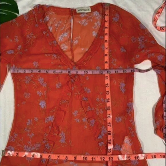 NICHOLAS Floral Ruffle-Trim Silk Blouse - Picture 4 of 9